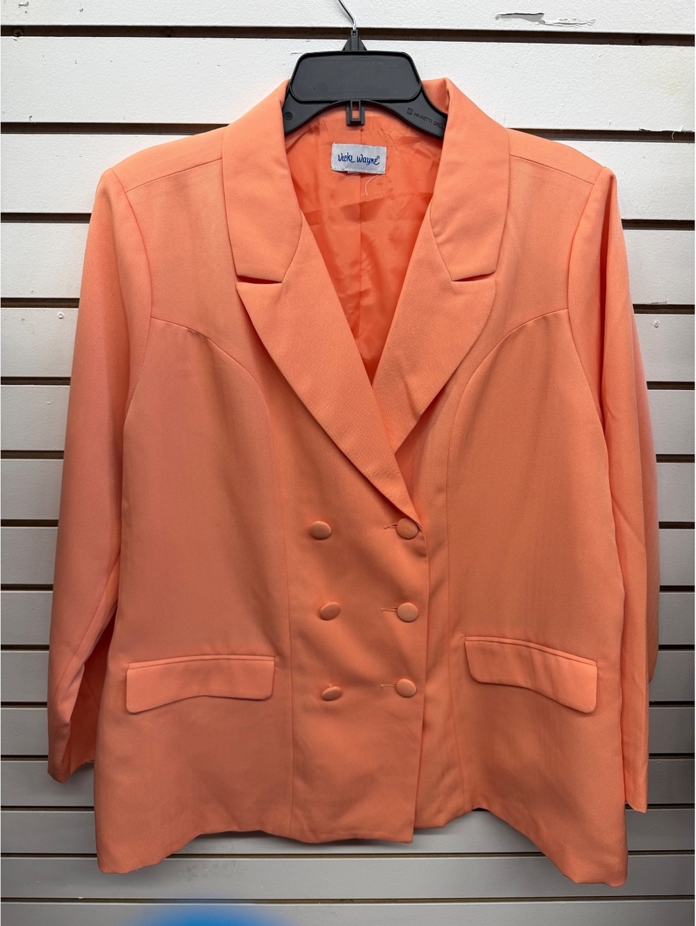 Vicki Wayne Coral Orange Double Breasted Blazer Women’s XL 1X Vintage Style